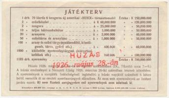 Budapest ~1926. "Fehér Kereszt sorsjegy" 5000K értékben, a Fehér Kereszt Országos Lelenchá...