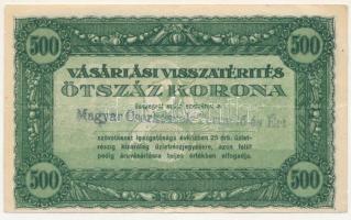 ~1920. 500K "Vásárlási visszatérítés" "Magyar Cserkészek Termelő és Ért." felülbélyegzéssel T:F