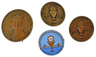 Zsákodi Csiszér János (1883-1953) 1930. "Sanctus Emericus" Szent Imrét ábrázoló bronz jelvény, hátoldalán "LUDVIG BP" gyártói jelzéssel (29mm) + Madarassy Walter (1909-1994) 1938. "XXXIV CONGRESS EVCHARISTIC INTERNAT - BUDAPEST 1938 (34. Nemzetközi Eucharisztikus Kongresszus Budapest)" bronz kitűző hátlapon "LUDVIG BP" gyártói jelzéssel (23mm) (3db, egyik zománcozott) T:AU