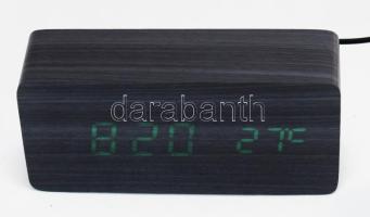 USB csatlakozásos modern óra, elemmel is működik, világító számjelzéssel, 15x7 cm