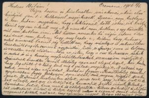 1916 Hadifogoly levelezőlap a Cremona-i olasz hadifogoly táborból Nagyváradra