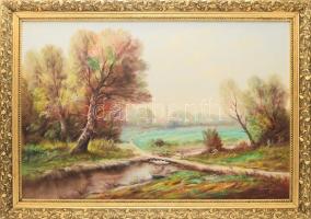 Böröczky Ferenc (1921-2004): Kikötve. Olaj, vászon. Jelzett. Dekoratív fakeretben. 60x90 cm. KIZÁRÓLAG SZEMÉLYES ÁTVÉTEL, NEM POSTÁZZUK! / ONLY PERSONAL COLLECTION AT OUR OFFICE!