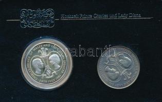 Tristan da Cunha 1981. 25p (2xklf) Ag + Cu-Ni "Királyi esküvő" érmepár műanyag tokban, német nyelvű ismertetővel T:AU, patina, Ag: PP kapszulában Tristan da Cunha 1981. 25 Pence (2xdiff) Ag + Cu-Ni "Royal Wedding" coin pair in plastic and foil case, with German description C:AU, patina, Ag: PP in capsule Krause KM#4, KM#4a