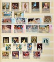 84 db nagyrészt komplett Festmény sor ill. blokk 8 lapos A4 Kabe berakóban, javarészt postatiszta ki...