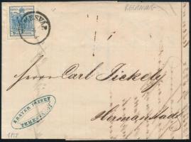 1858 9kr MP III on receipt "TEMESVÁR" - Hermannstadt, 1858 9kr MP III számla levélen "TEMESVÁR" - Hermannstadt