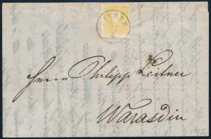 1860 2kr sárga nyomtatványon "SISSEK" - Warasdin, 1860 2kr yellow on printed matter, "SISSEK" - Warasdin