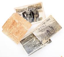 5 darab régi fotó, közte katonai, vegyes állapotban