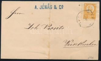 1873 2kr nyomtatványon Temesvárról Fejértemplomba, 1873 2kr on printed matter from Timisoara