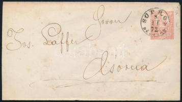 1872 PS-cover, 1872 5kr díjjegyes boríték Sopronból Csornára