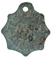 1916. "Trencsén V.M. - Bitcsei J.R." Fe ebadójegy / kutyabárca, "216" sorszámmal (39x43mm) T:VF