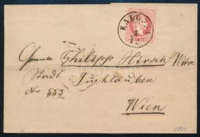 1867 5kr on domestic cover "KALOCSA" - Wien, 1867 5kr távolsági levélen "KALOCSA" - Wien