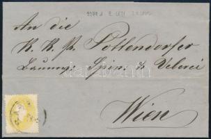 1862 2kr yellow on printed matter, "RAAB" - Wien, 1862 2kr sárga nyomtatványon "RAAB" - Wien
