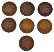 Amerikai Egyesült Államok 1897-1907. 1c bronz "Indián fej" (7x) T:VF,F United States of America 1897-1907. 1 Cent bronze "Indian Head" (7x) C:VF,F Krause KM#90a