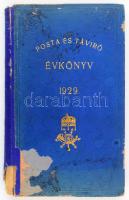 1929 Posta és távíró évkönyv, félvászon kötésben, viseltes állapotban