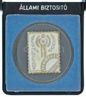 1979. "Nemzetközi Gyermekév" jelzett Ag bélyegérem eredeti "Állami Biztosító" tokban (~3,30g/0.835/27x22mm) T:PP patina