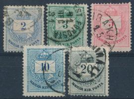 1881 Színessámú krajcáros sor I. vízjellel, 13-as fogazással, a 3kr 13 : 11 1/2 fogazással (24.000)