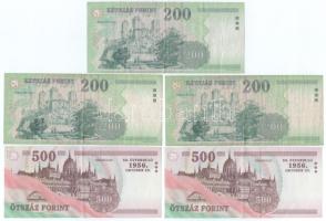 2001. 200Ft "FB" (3x) + 2006. 500Ft "A forradalom 50. évfordulója 1956. október 23.&q...