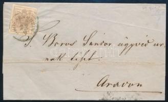 ~1855 6kr MP III with small plate variety on cover "GROSSWARDEIN" - Arad, ~1855 6kr MP III kis lemezhibával levélen "GROSSWARDEIN" - Arad