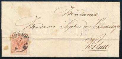 1855 3kr HP III levélen "OEDENBURG" - Vöslau