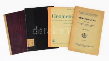 4 darab régi iskolai tankönyv. Jónás Márton: Mennyiségtan VII. Lóky Béla: Geometria. Mészáros György: Geometria a középiskolák számára. Jónás Márton: Mennyiségtan VIII.