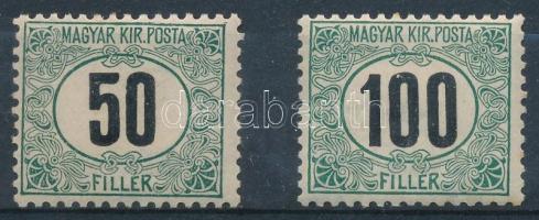 1905 Zöldportó II. 50f + 100f 11 3/4 : 12 fogazással (13.000)
