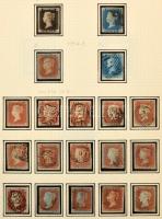 Anglia gyűjtemény régi albumban, benne 560 db bélyeg, 58 levél, 14 díjjegyes. Black Penny-vel kezdve, sok bélyeg 1856-1883 között. Magas katalógusérték!