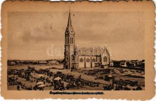 1953 Budapest XX. Pestszenterzsébet, Pesterzsébet, Erzsébetfalva; Római katolikus templom, piac. Friedmann Lipót kiadás, K. J. Bp. 1919/23.