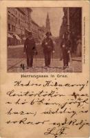 1899 (Vorläufer) Graz (Steiermark), Herrengasse / street, gendarmes (fl)