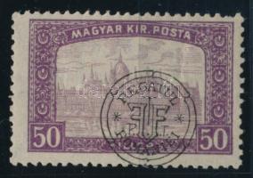 Kolozsvár 1919 Parlament 50f BANI felirat nélkül, Bodor vizsgálójellel