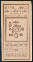 Beér J. Jenő órás- és ékszerész üzlete Kolozsvár számolócédula