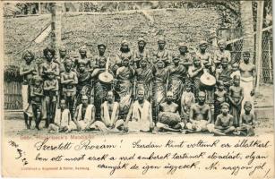 1900 Gebr. Hagenbeck's Malabaren. Lichtdruck v. Knackstedt &amp; Näther / Emberi állatkert, cirkuszi látványosság, indiaiak / human zoo, circus, Indian people (EK)