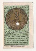 1916. Budapest 2f "Hadsegélyező Hivatal" lyukasztva T:XF Hungary / Budapest 1916. 2 Fillér "Military Aid Office" holed C:XF Adamo BUB-13.1