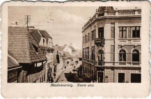 1917 Kézdivásárhely, Targu Secuiesc; Kanta utca, Polgári Olvasókör, üzletek / street, reading club, shops (EK)