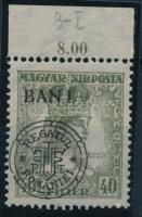 Kolozsvár 1919 Zita ívszéli 40f távol álló "i" betű "BAN I" tévnyomattal, Bodor vizsgálójellel