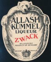 Zwack Allash Kümmel Liqueur címke