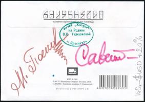 2015 Elsőnapi boríték a jaroszlav-i Kozmosz múzeumból 6 űrhajós, köztük Tyereskova aláírásával