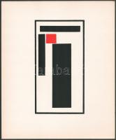 Kassák Lajos (1887-1967): Konstruktivista kompozíció (cím nélkül). Szitanyomat, papír. Jelzés nélkül. Pesti Műhely kiadása. Lapméret: 35x28,5 cm