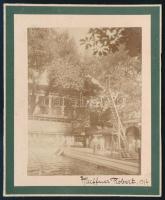 1914 Császárfürdő, kartonra kasírozott fotó, szakadással, 10,5×8,5 cm