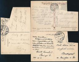 Dudits Andor (1866-1944) festő és Csányi Károly, stb. által Róth Miksának küldött levelezőlap, 3 db, bélyeg kivágva