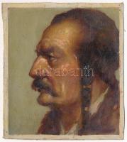 Olvashatatlan jelzéssel: Magyar férfi, 1939. Olaj, vászon, hátoldalán pecséttel is jelzett (Munkácsi Hősi Emlékmű 1939), 12x11 cm