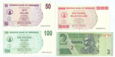 Zimbabwe 2006. 50$ + 100$ + 2007. 500.000.000$ + 2017. 2$ T:UNC,AU Zimbabwe 2006. 50 Dollars + 100 Dollars + 2007. 500.000.000 Dollars + 2017. 2 Dollars C:UNC,AU