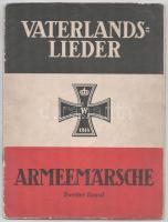 cca 1914-1918 Vaterlands-Lieder Armeemärsche Zweiter und Dritter Band. Berlin - Wien,én.,Schlesingersche Buch- und Musikhandlung - Carl Haslinger, 36 p.;40 p. Kiadói papírkötés, kopott borítókkal.