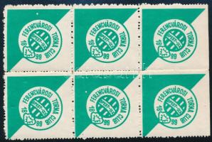 Ferencvárosi Torna Club (FTC, Fradi) levélzáró ívszéli 6-os tömb, rajta a klub ~1960-1970 környékén használt címerváltozata