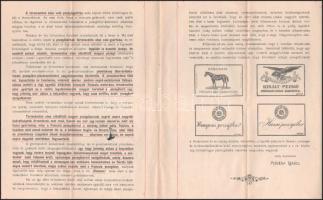 Prückler Ignác francia modorú pezsgőgyára Bp. IX. Soroksári utca ismertető prospektus, hajtott, sérü...