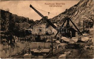 1913 Ruszkica, Ruschita, Rusca Montana; Bibel-féle márványtelep. Fuchs fényképei után / marble quarry, industrial railway (ázott sarkak / wet corners)