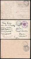 1916 3 db Tábori posta képeslap haditengerészeti bélyegzéssel