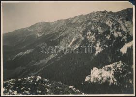 cca 1910 Brassó környéki hegyek, Erdélyi Mór (1866-1934) felvétele, a hátoldalon feliratozott fotó, 16×11,5 cm / cca 1910 Brasov (Kronstadt), mountains, vintage photo by Mór Erdélyi, with fault, 16×11,5 cm