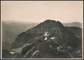 cca 1910 Fogarasi-havasok, Erdélyi Mór felvétele, hátulján feliratozva, 11,5×16 cm / cca 1910 The Masivul Făgărasului, photograph taken by Mór Erdélyi, vintage photo, with notes on its back, 11,5×16 cm