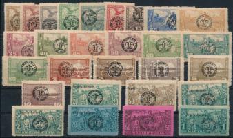 Debrecen II. 1920 21 db bélyeg közönséges papíron és 7 db Segélybélyeg Bodor vizsgálójellel