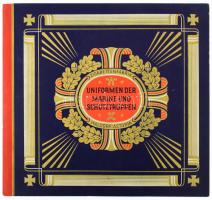cca 1930 Uniformen. Der Marine und Schutztruppen. Anhan zur Bildersammlung Uniformen der Alter Armee. München, én., Waldorf-Astoria Zigarettenfabrik G. M. B. H., 12 sztl. lev. Német nyelvű cigaretta gyűjtőkép album rajta német uniformisokkal. Teljes, 96 cigaretta-gyűjtői képpel! Kiadói papírkötés, jó állapotban.